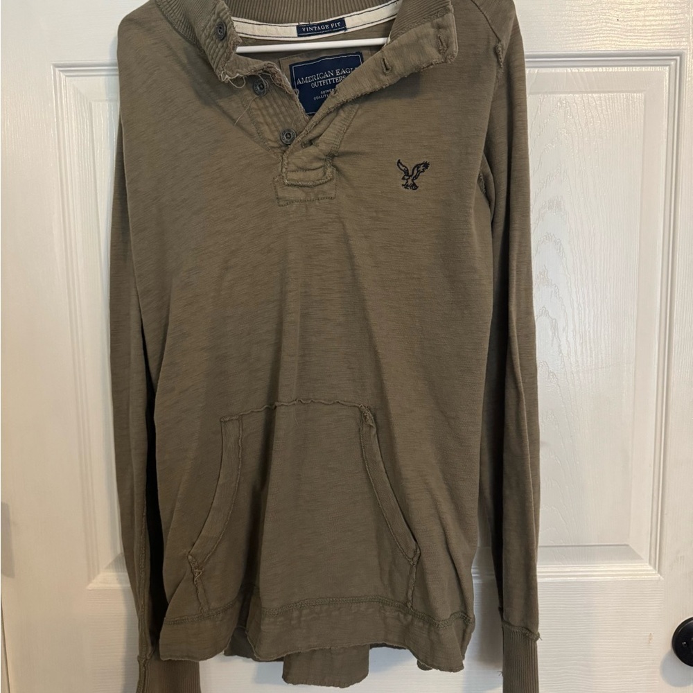 American Eagle Outfitters Men's Olive Crewneck Sweater Size XL